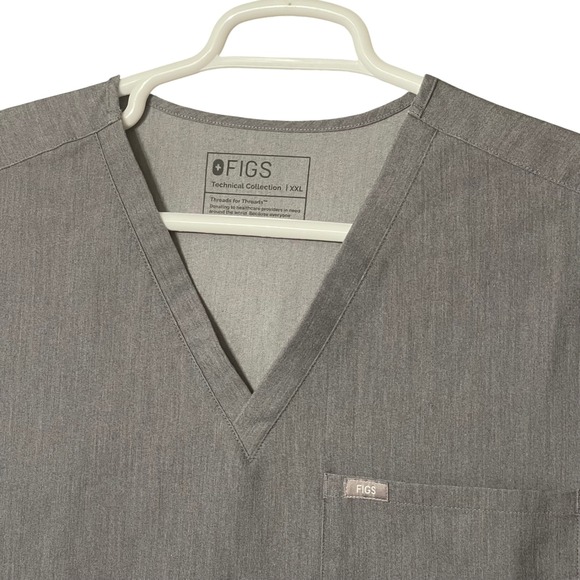 Figs Tops - FIGS Technical Collection Scrub Top XXL Gray 100% Awesome Medical Nurse‎ Pocket